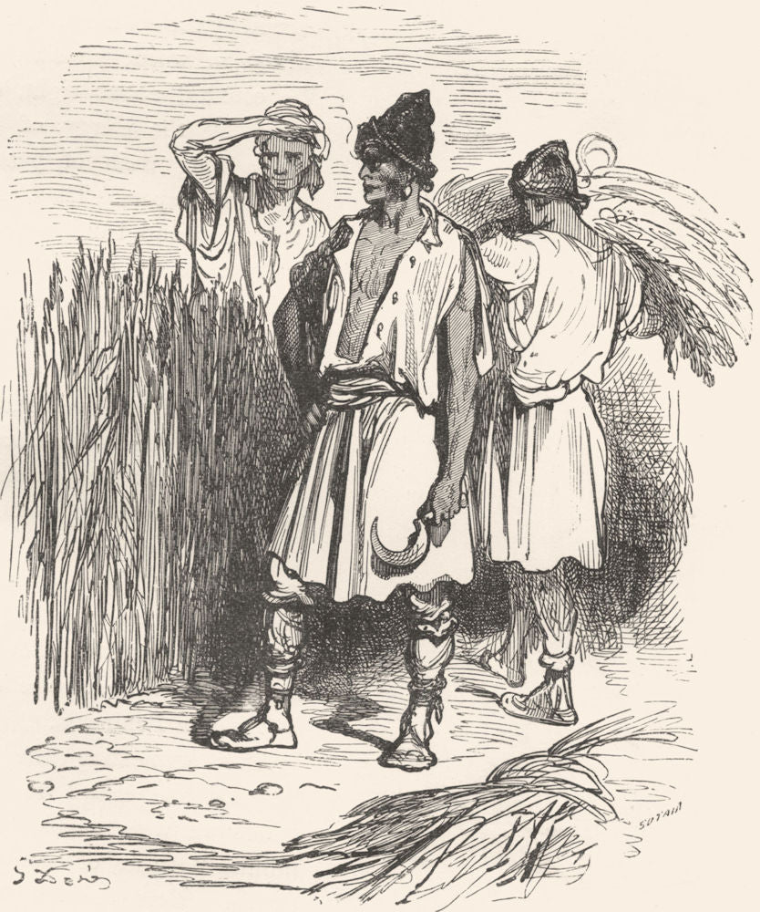 SPAIN. Reapers in the fields of Murcia 1881 old antique vintage print picture